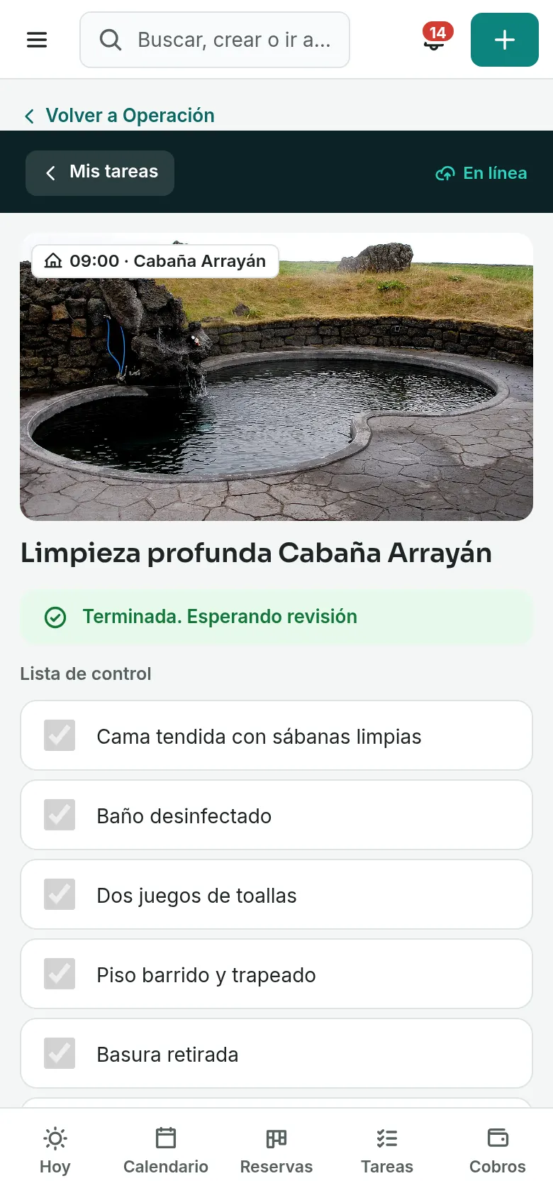 Tarea marcada como terminada en celular, con su foto